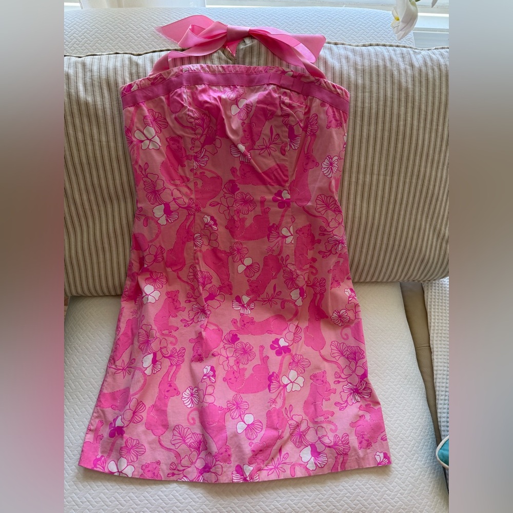 Lilly Pulitzer Pink and White Strapless Dress